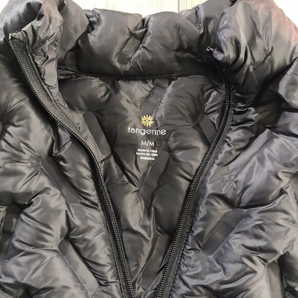 Tangerine Womens Puffer Vest Black Full Zip Packable Pockets Active Wear Medium - Picture 8 of 12